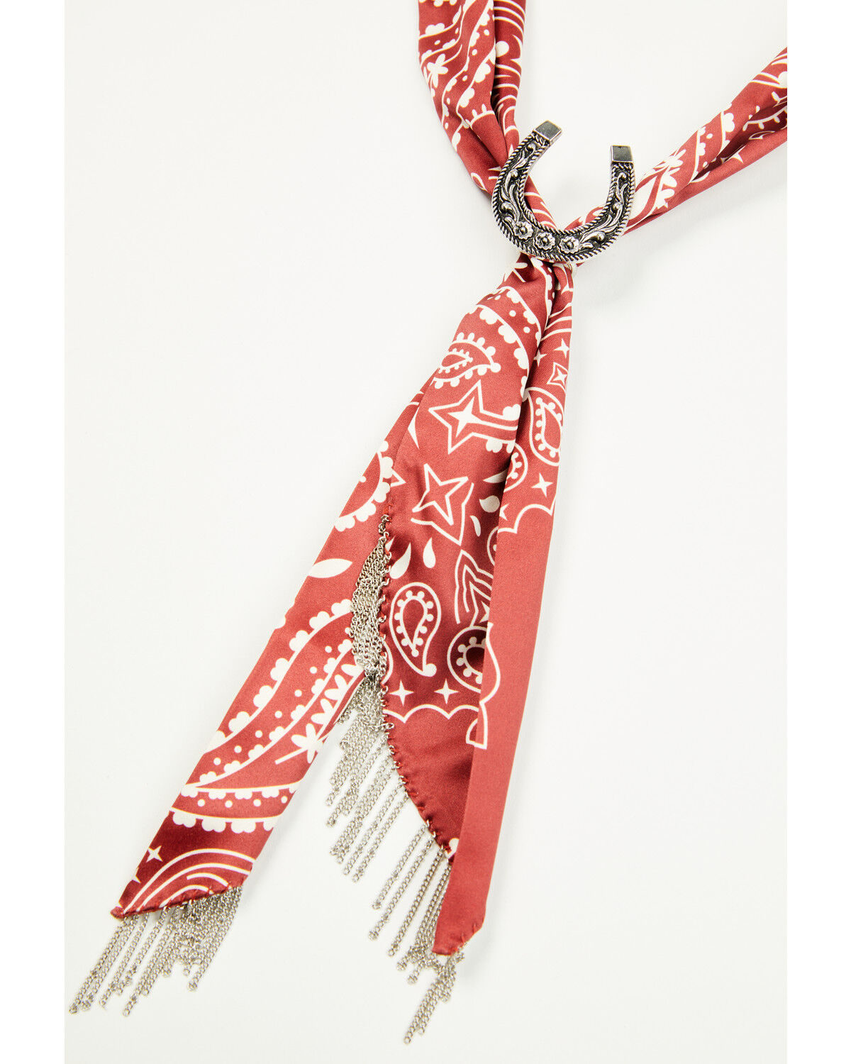 Image #4 - Idyllwind Women's Amelia Chain Fringe Bandana Necklace, Red, hi-res