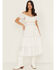 Image #1 - Wild Moss Women's Smocked Ruffle Sleeve Midi Dress, White, hi-res