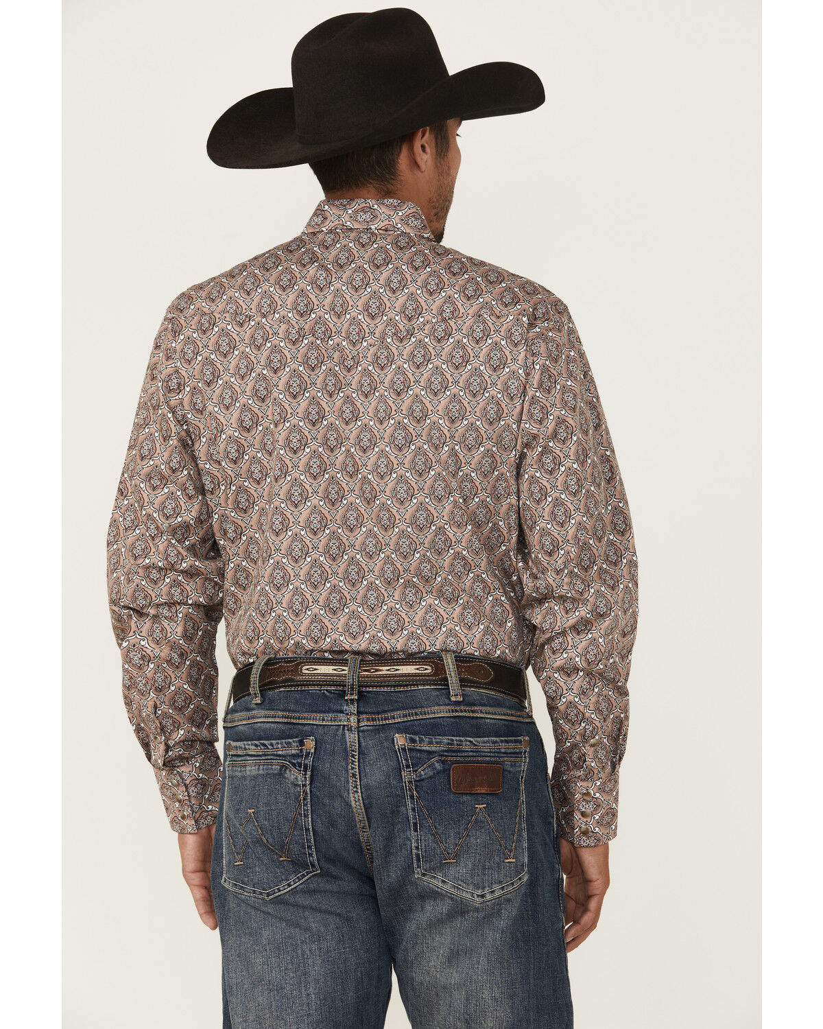 Image #4 - Rodeo Clothing Men's Paisley Print Long Sleeve Snap Western Shirt, Tan, hi-res