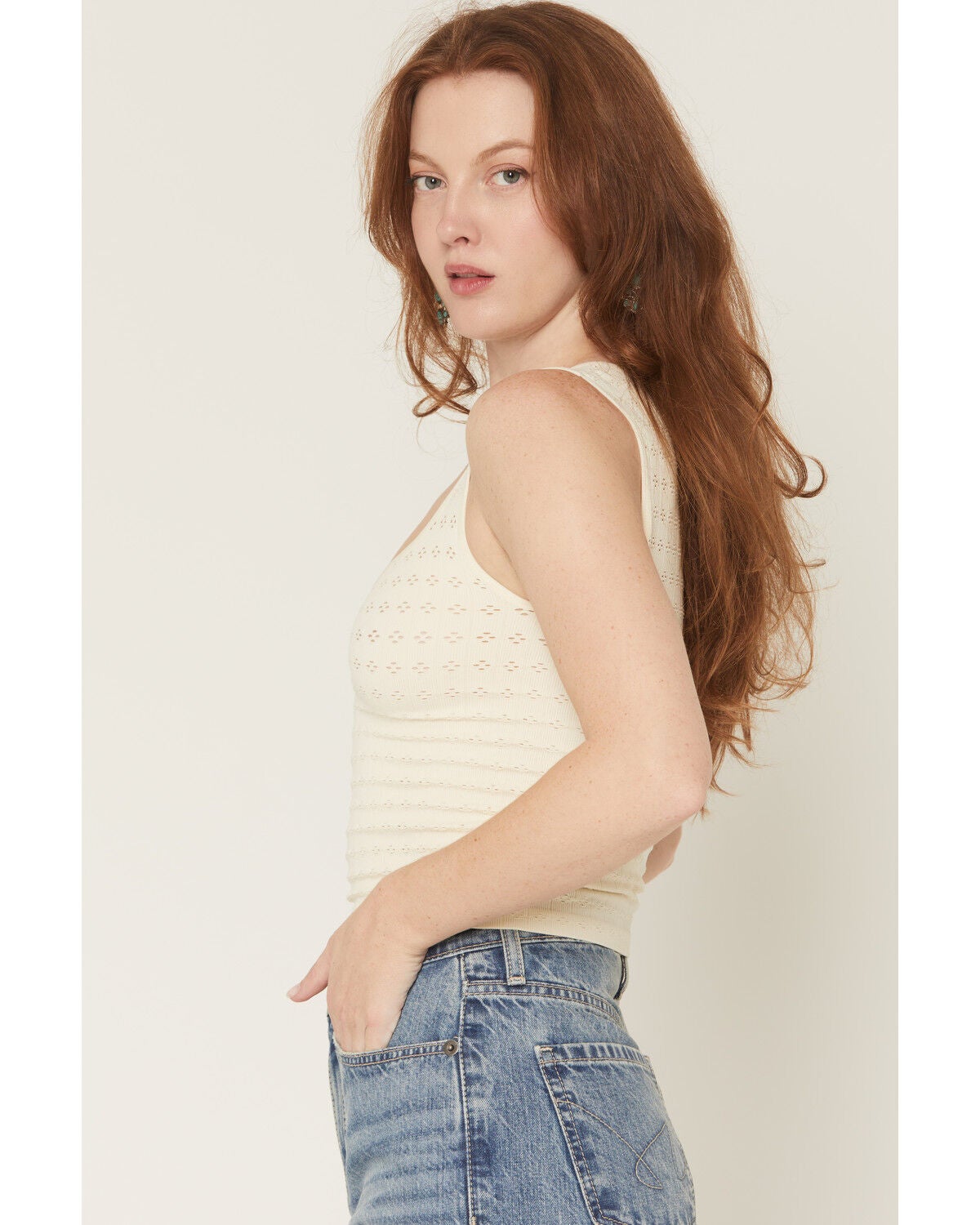 Image #2 - Fornia Women's Eyelet Bralette Tank Top, Ivory, hi-res