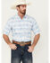 Image #1 - Ariat Men's VentTEK Outbound Striped Leaf Print Short Sleeve Performance Shirt - Tall, Light Blue, hi-res