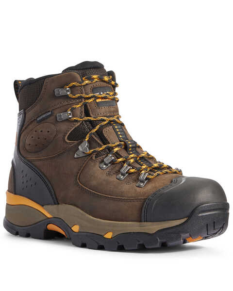 Ariat Men's Endeavor Waterproof Work Boots - Soft Toe, Brown, hi-res