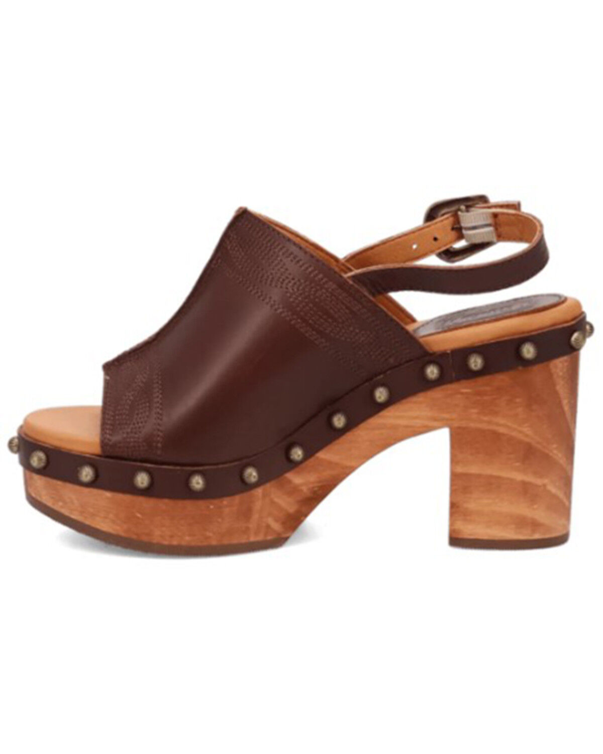 Image #3 - Dingo Women's Clover Wooden Sandals, Brown, hi-res