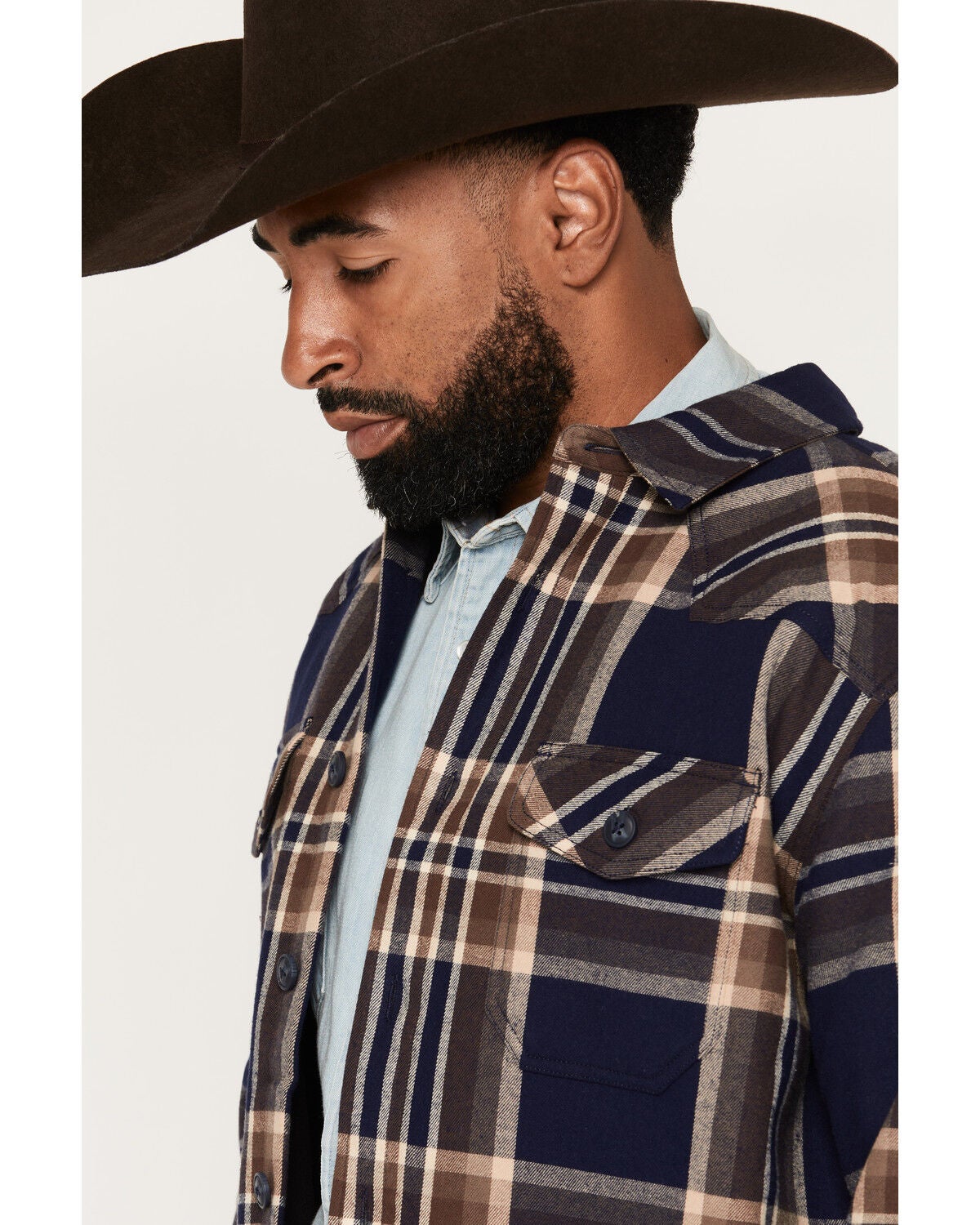 Image #2 - Cody James Men's Trailhead Plaid Print Flannel Fleece Lined Shirt Jacket, Navy, hi-res