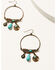 Image #1 - Shyanne Women's Mystic Skies Feather Hoop Charm Earrings, Rust Copper, hi-res