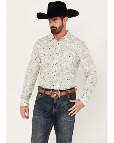 Gibson Trading Co. Men's Level Up Floral Print Long Sleeve Snap Western Shirt, Ivory, hi-res