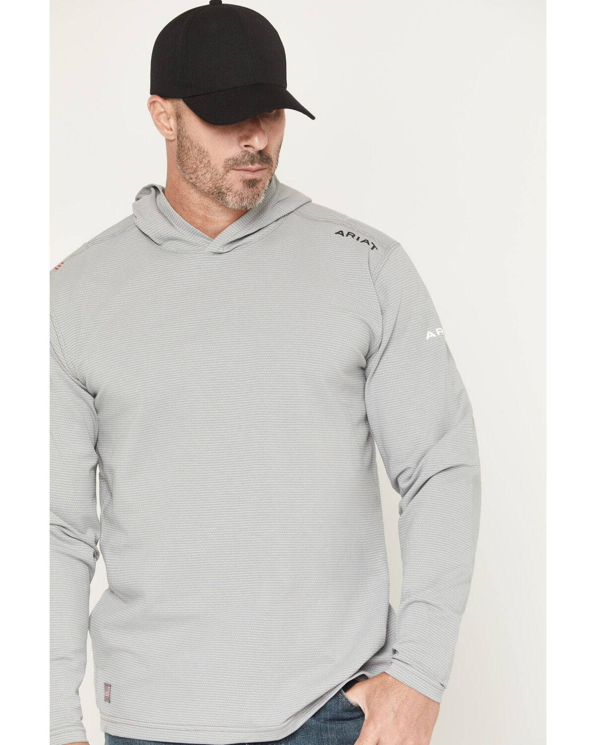 Image #2 - Ariat Men's FR Baselayer Hooded Long Sleeve Work Shirt - Big, Heather Grey, hi-res
