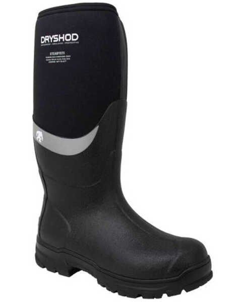Dryshod Men's Steadyeti Genuine Vibram Arctic Grip Pull On Outdoor Boots - Round Toe, Black/grey, hi-res