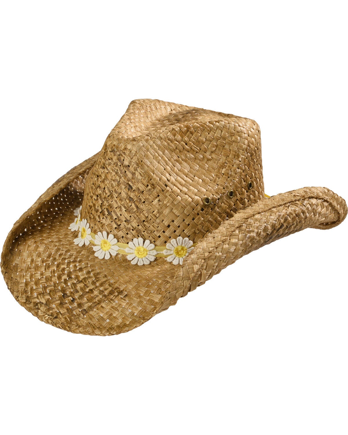 Shyanne Girls' Daisy Straw Cowboy Hat, Brown, hi-res