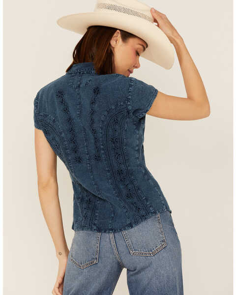 Image #4 - Scully Women's Cap Sleeve Peruvian Cotton Top, Dark Blue, hi-res