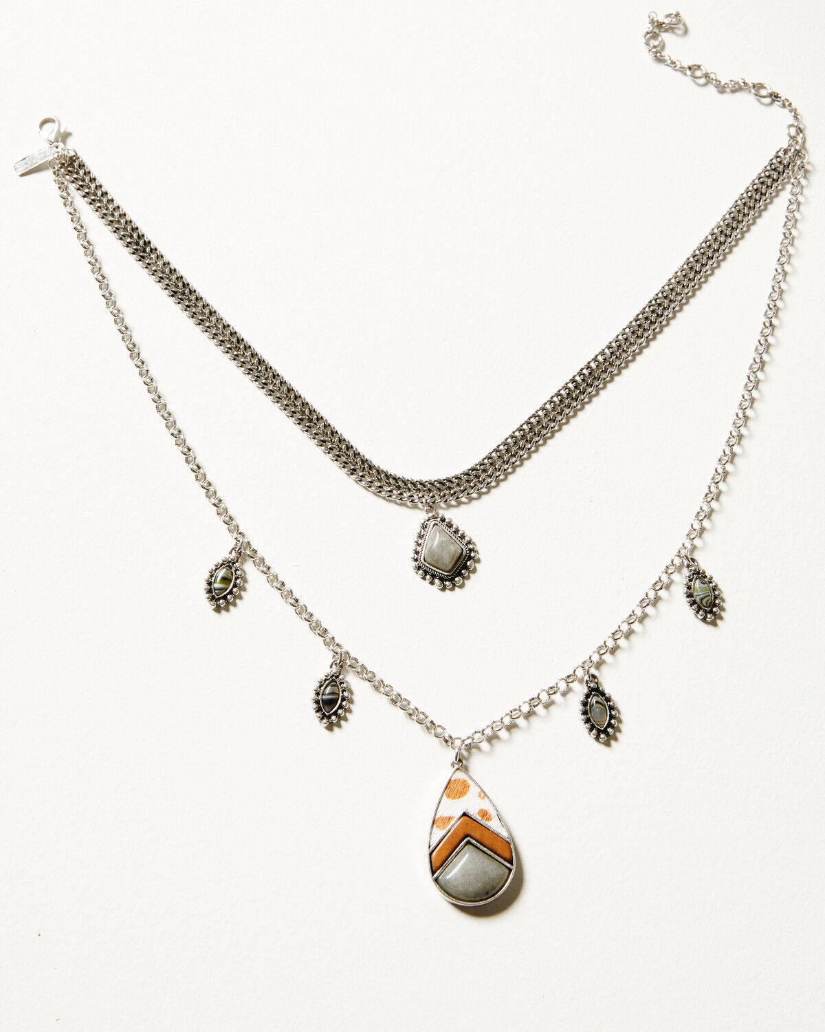 Image #1 - Shyanne Women's Soleil Inlay Teardrop Necklace, Silver, hi-res