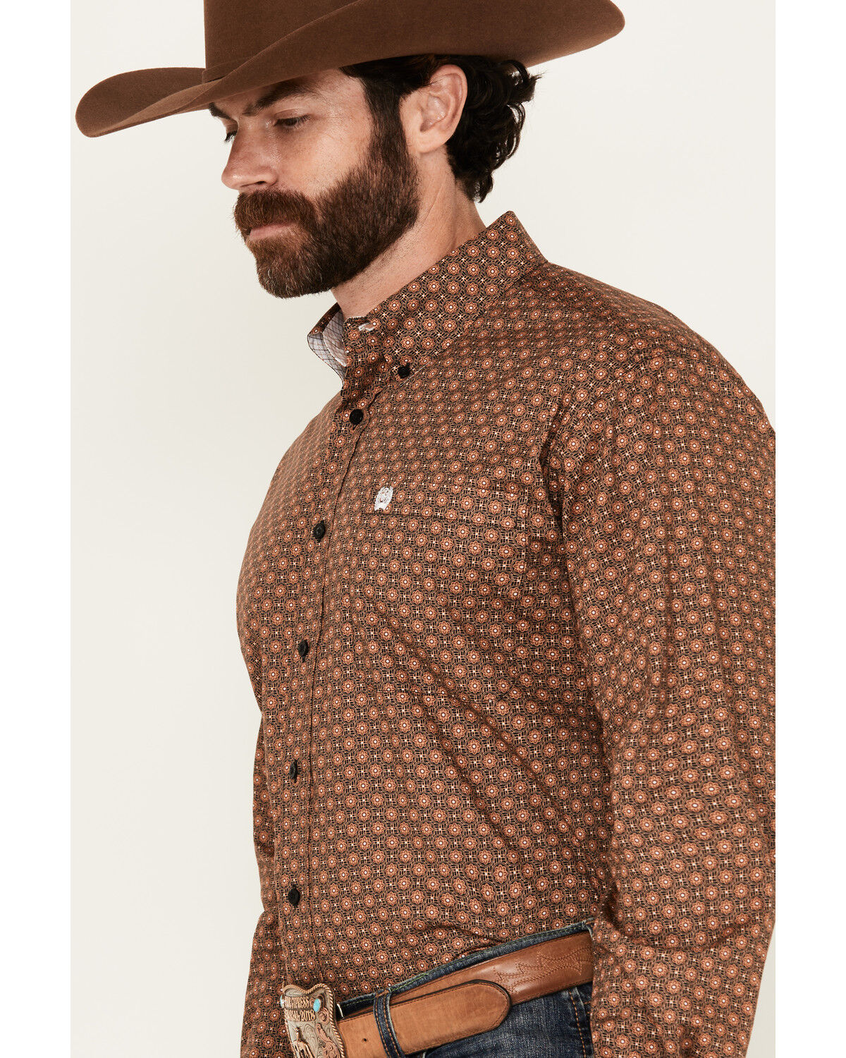 Image #2 - Cinch Men's Floral Geo Print Long Sleeve Button-Down Stretch Western Shirt, Black, hi-res