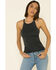 Shyanne Women's Heather High Neck Tank Top, Charcoal, hi-res