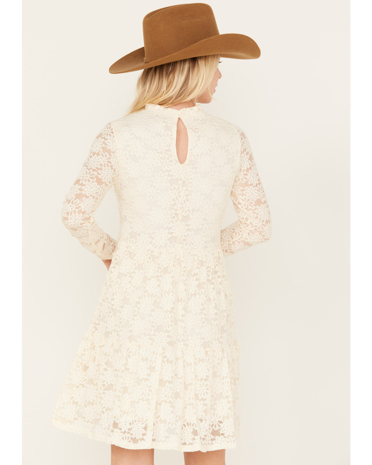 Image #4 - Molly Bracken Women's Long Sleeve Lace Mini Dress, Off White, hi-res