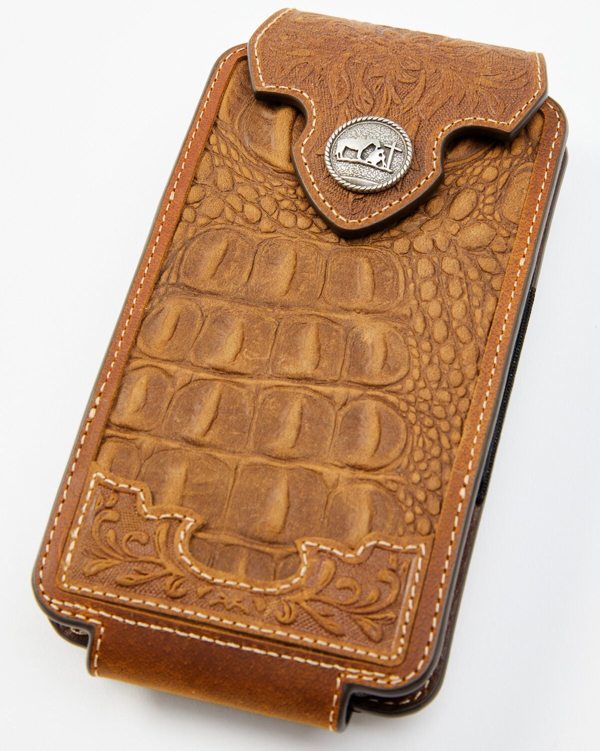 Cody James Men's Crocodile Embossed Cell Phone Case, Brown, hi-res
