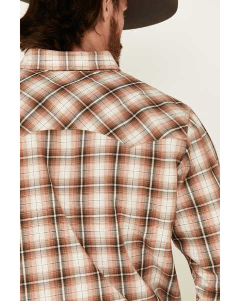 Image #5 - Outback Trading Co. Men's Brown Logan Performance Plaid Long Sleeve Western Flannel Shirt, Brown, hi-res