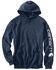 Image #1 - Carhartt Men's Loose Fit Midweight Logo Sleeve Graphic Hooded Sweatshirt, Navy, hi-res