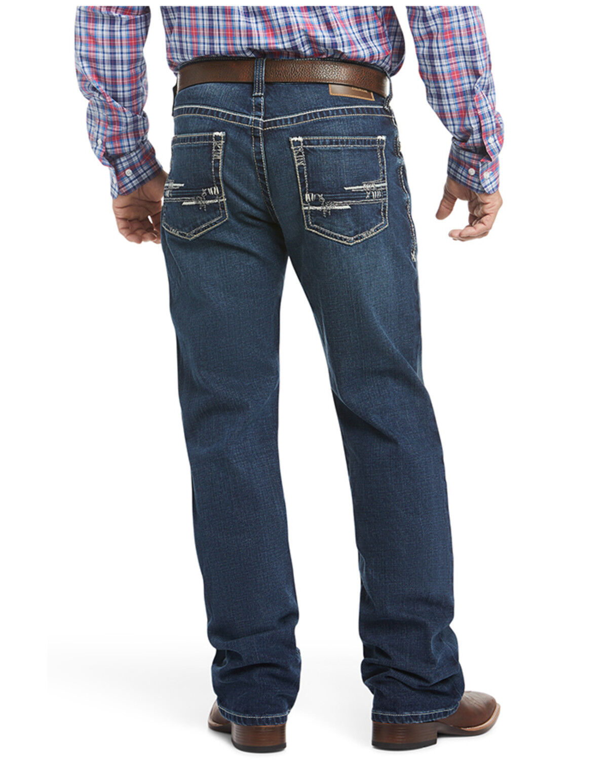 Image #2 - Ariat Men's Boot Barn Exclusive M4 Adkins Dark Wash Relaxed Fit Stretch Bootcut Jeans, Blue, hi-res