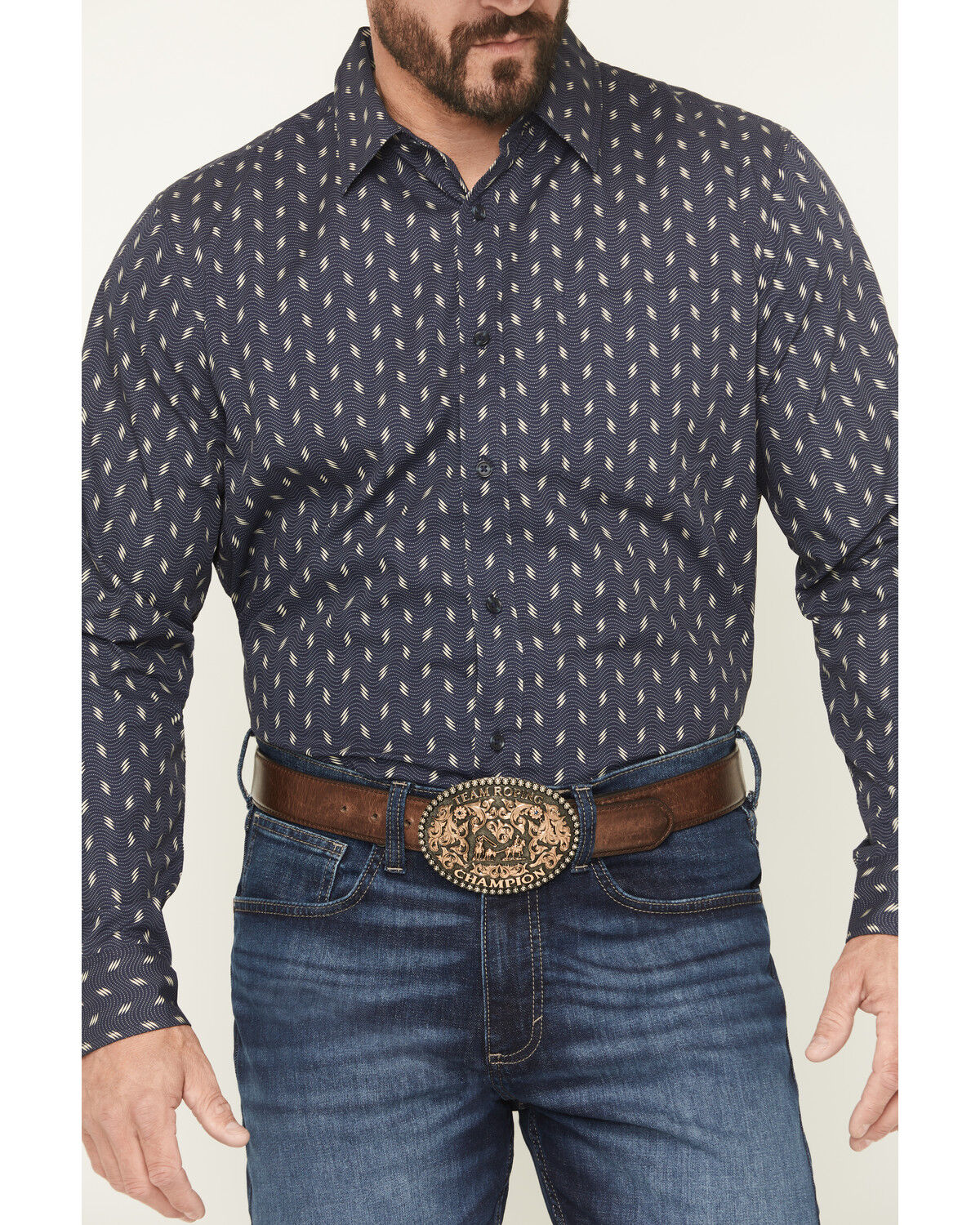 Image #3 - Gibson Trading Co Men's Zig Zag Geo Print Long Sleeve Button-Down Western Shirt - Big, Navy, hi-res