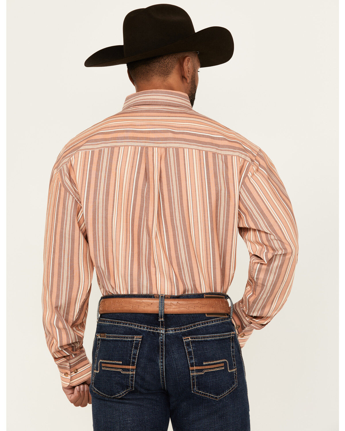 Image #4 - George Strait by Wrangler Men's Striped Long Sleeve Button-Down Stretch Western Shirt - Tall, Multi, hi-res