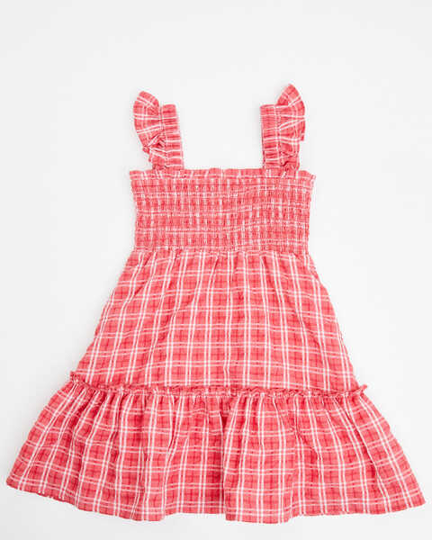 Yura Toddler Girls' Plaid Print Ruffle Sleeveless Dress, Red, hi-res