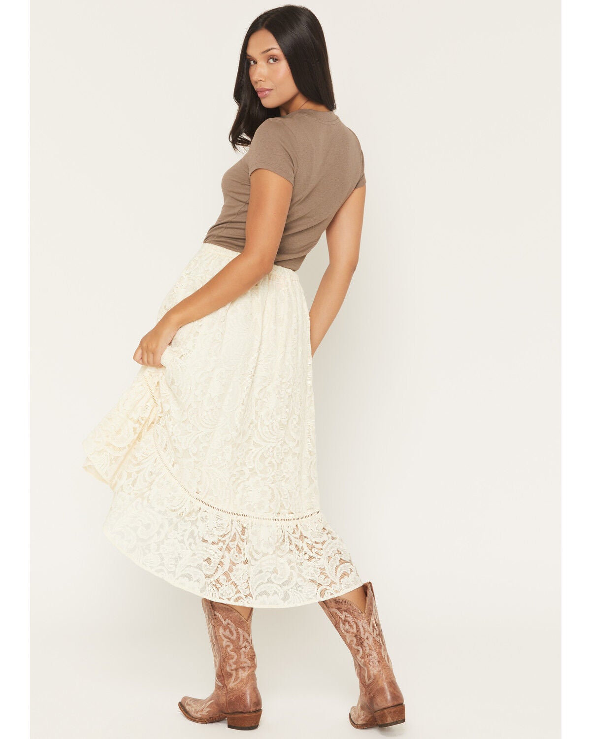 Image #3 - Shyanne Women's Snowberry Lace HIgh-Low Skirt, Cream, hi-res