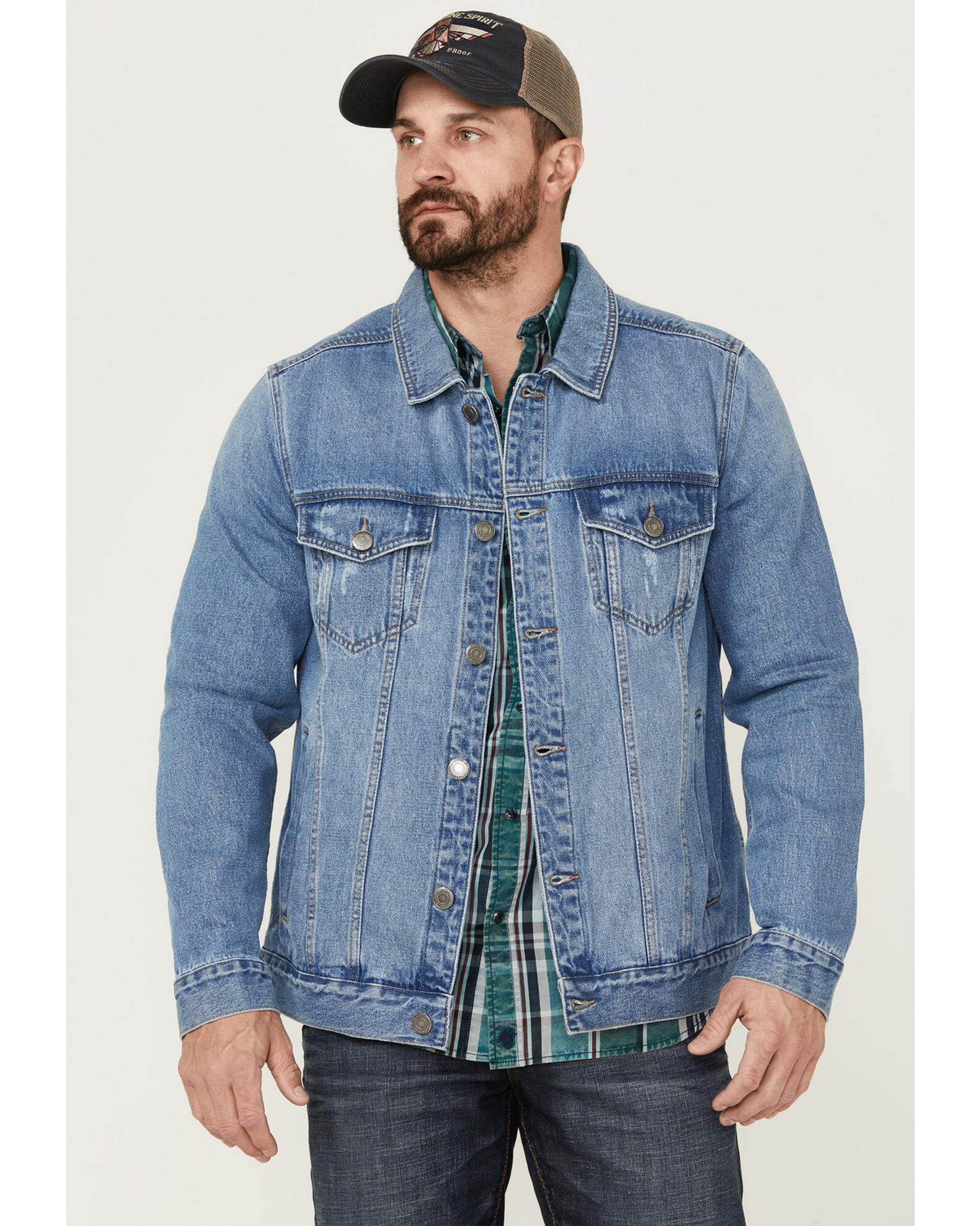 Mens medium wash denim jacket hot sale