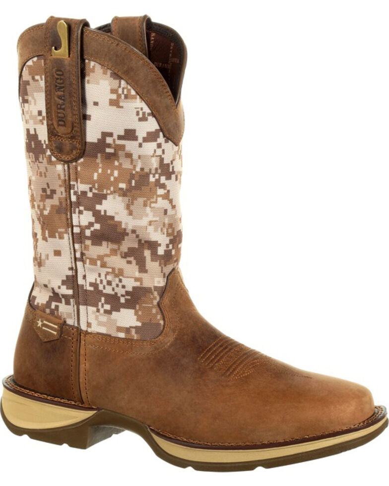 Rebel by Durango Men's Brown Desert Camo Western Boots - Square Toe , Brown, hi-res