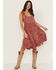 Image #1 - Wild Moss Women's Floral Embroidered Tie Strap Midi Dress, Rose, hi-res