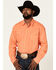Image #1 - Roper Men's Poplin Long Sleeve Pearl Snap Western Shirt, Orange, hi-res