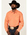 Image #1 - Roper Men's Poplin Long Sleeve Pearl Snap Western Shirt , Orange, hi-res