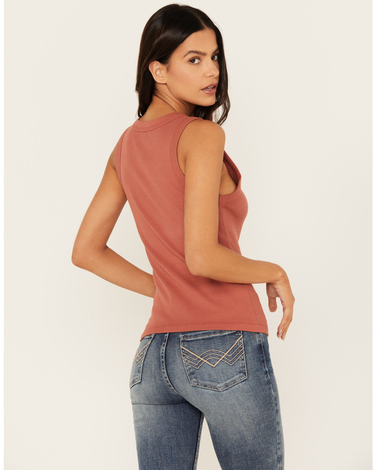 Image #4 - Idyllwind Women's Edna Button Front Ribbed Tank, Pecan, hi-res