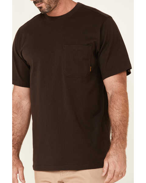 Image #3 - Hawx Men's Solid Dark Brown Forge Short Sleeve Work Pocket T-Shirt - Tall , Dark Brown, hi-res