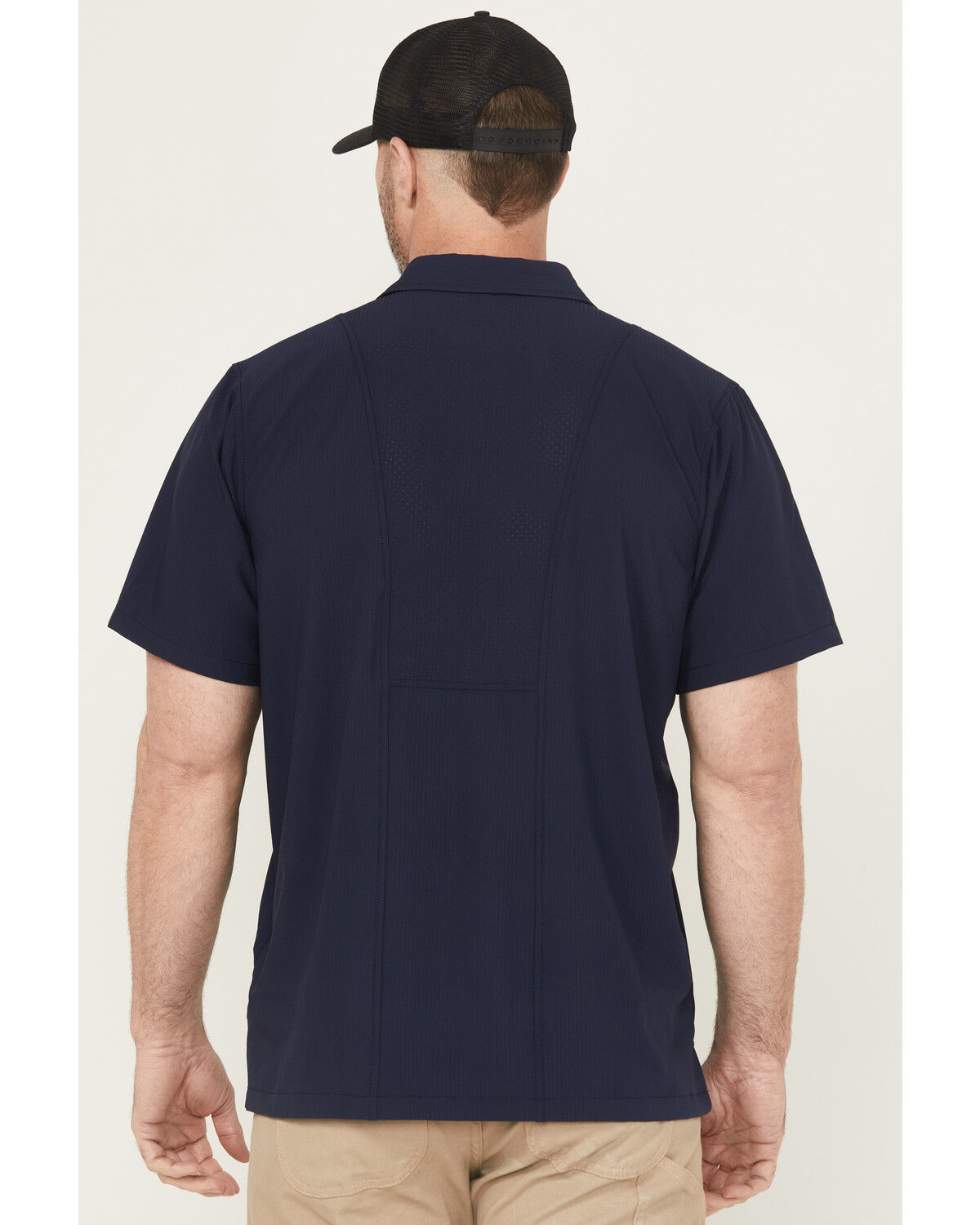 Image #4 - Dickies Men's Solid Short Sleeve Button-Down Performance Work Shirt, Navy, hi-res