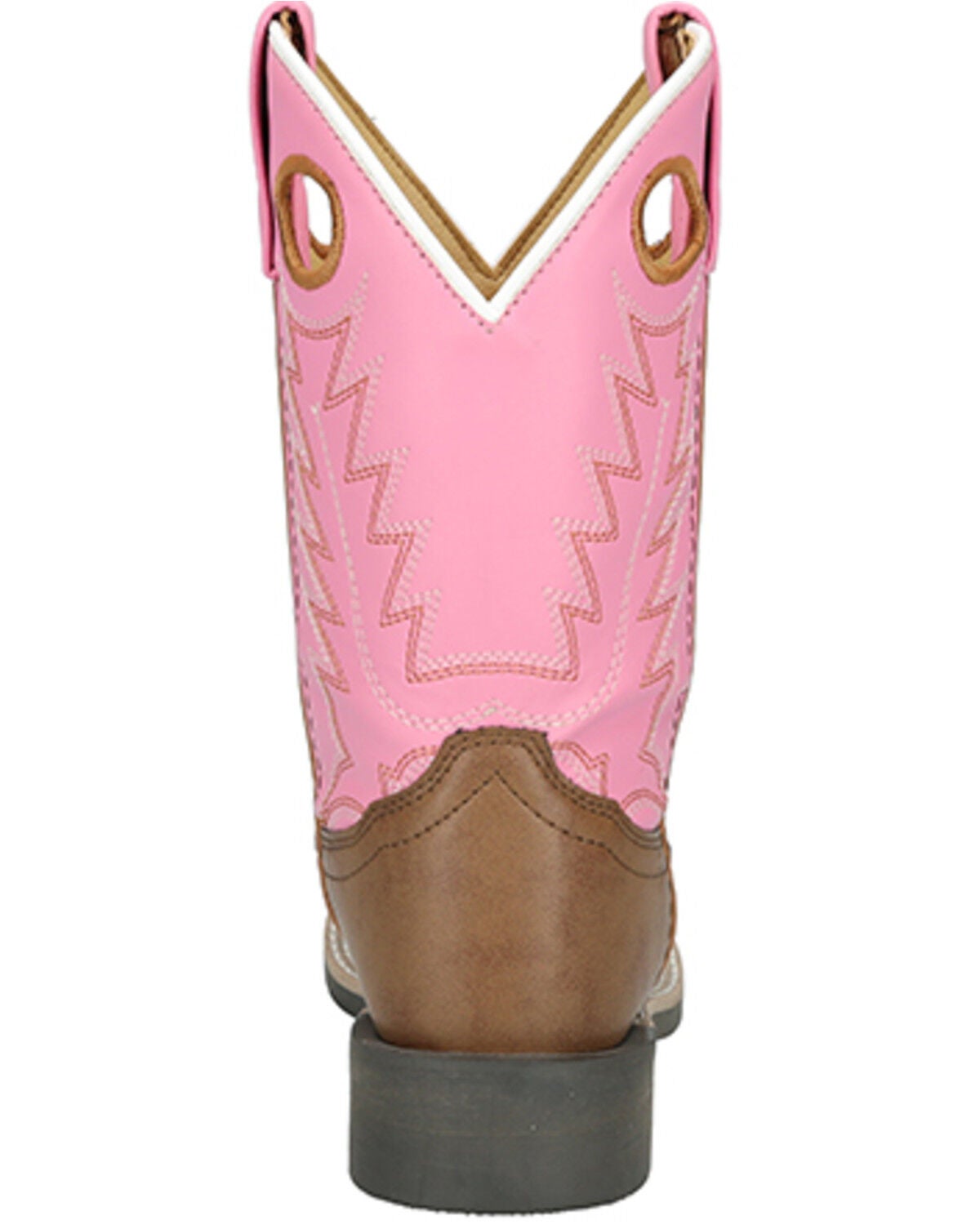 Image #5 - Smoky Mountain Little Girls' El Paso Western Boots - Broad Square Toe, Brown/pink, hi-res