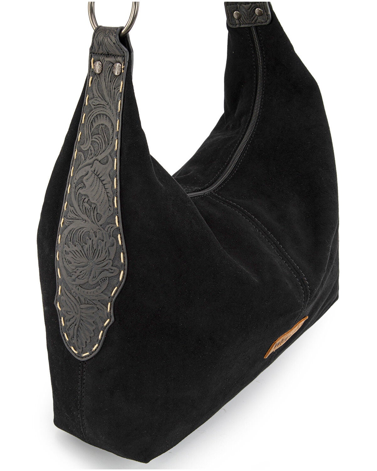 Image #4 - Wrangler Women's Floral Tooled Hobo Bag with Pouch, Black, hi-res