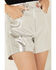 Image #2 - BLANKNYC Women's High Rise Metallic Shorts, Silver, hi-res