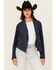 Image #1 - Shyanne Women's Faux Suede Fringe Jacket, Navy, hi-res