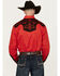 Image #4 - Rodeo Clothing Men's Embroidered Yoke Long Sleeve Pearl Snap Western Shirt, Red, hi-res
