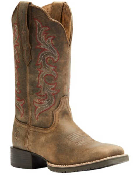 Ariat Women's Hybrid Rancher Stretchfit Roper Western Boots - Wide Square Toe , Brown, hi-res