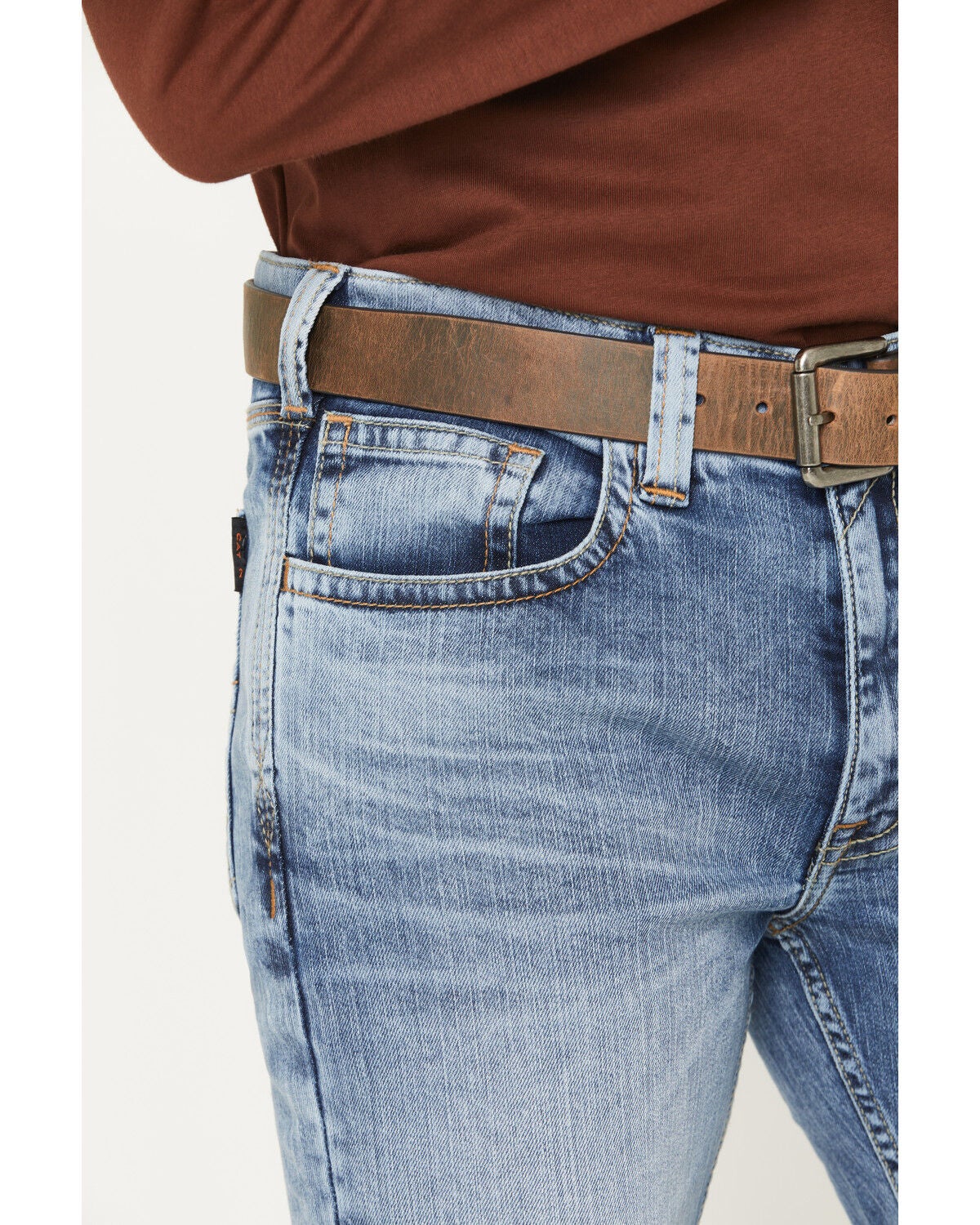 Image #2 - Cody James Men's FR Clover Leaf Wash Slim Straight Stretch Denim Jeans, Light Wash, hi-res