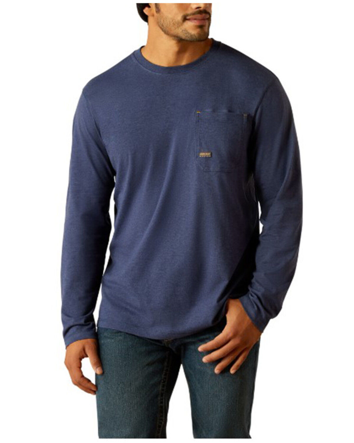 Image #2 - Ariat Men's Rebar Workman Reflective Flag Long Sleeve T-Shirt, Navy, hi-res
