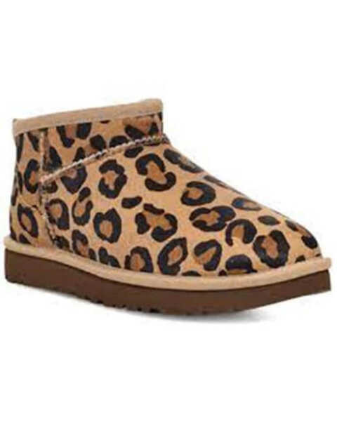 UGG Women's Leopard Print Classic Ultra Mini Spotty Boots - Round Toe, Leopard, hi-res