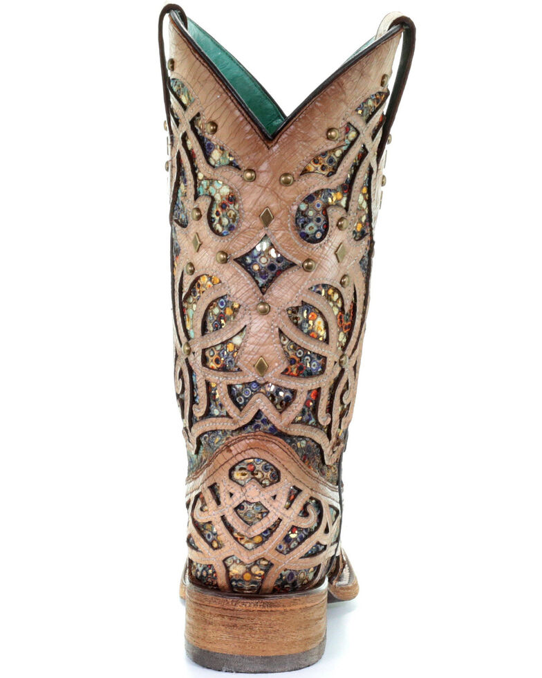 Corral Women's Bone Inlay Western Boots - Square Toe, Ivory, hi-res