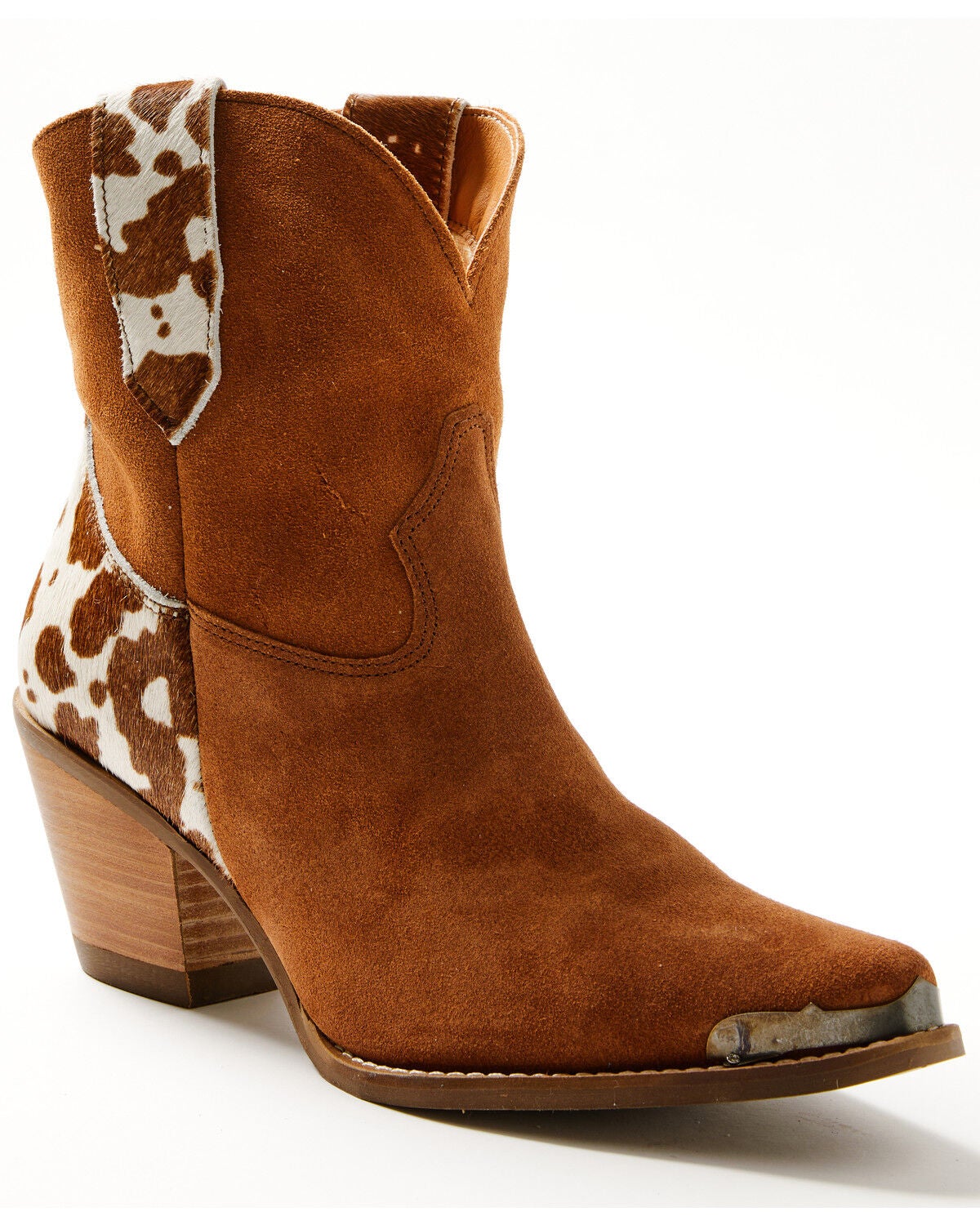 Image #1 - Dingo Women's Texas Charm Suede Western Booties - Round Toe, Camel, hi-res