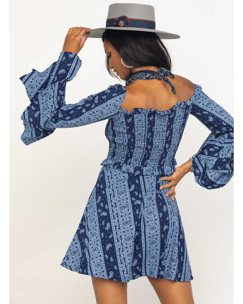 Image #2 - Rock & Roll Denim Women's  Bandana Print Dress, Navy, hi-res