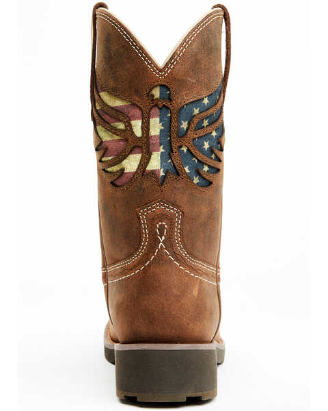Image #5 - RANK 45® Women's Inspired Stars and Stripes Inlay Shaft Performance Leather Western Boots - Broad Square Toe , Brown, hi-res