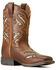Image #1 - Ariat Girls' Round Up Bliss Western Boots - Broad Square Toe, Brown, hi-res