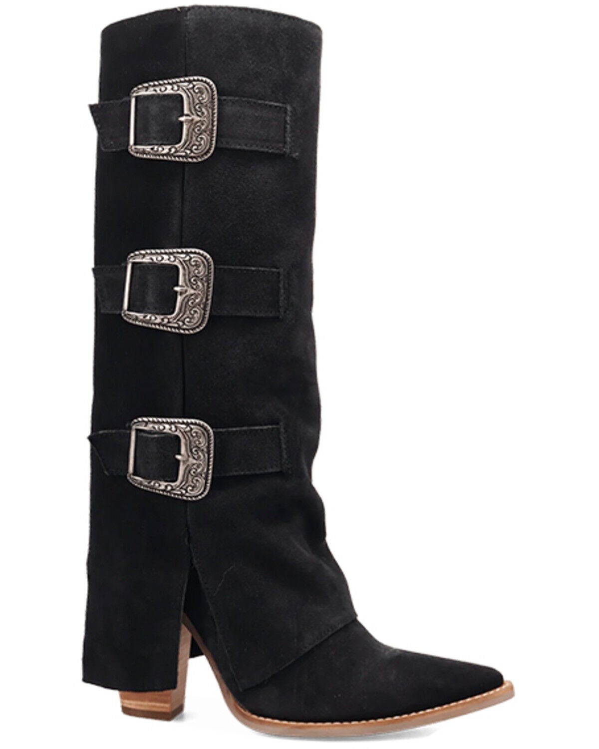 Image #2 - Dingo Women's Buckle Bunny Tall Western Boots - Round Toe, Black, hi-res