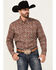 Image #1 - Roper Men's Amarillo Paisley Print Long Sleeve Button-Down Western Shirt, Wine, hi-res